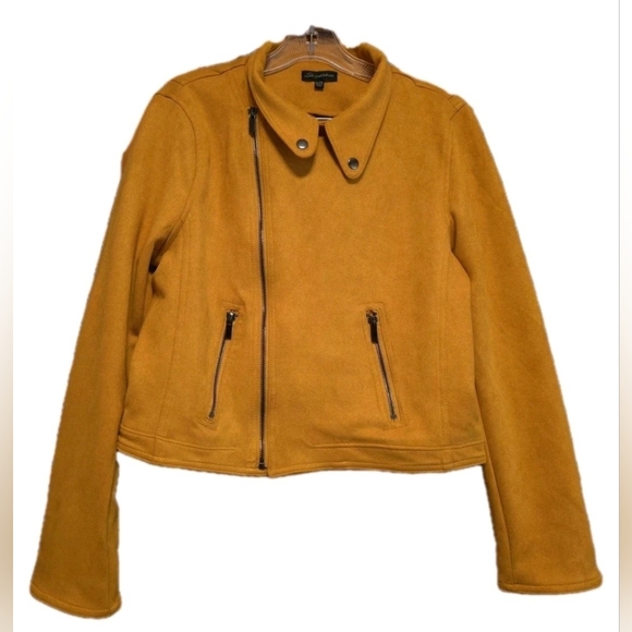 Shinestar Biker Jacket Yellow (Mustard) Faux Leather Style Women's Size XL - Picture 3 of 13